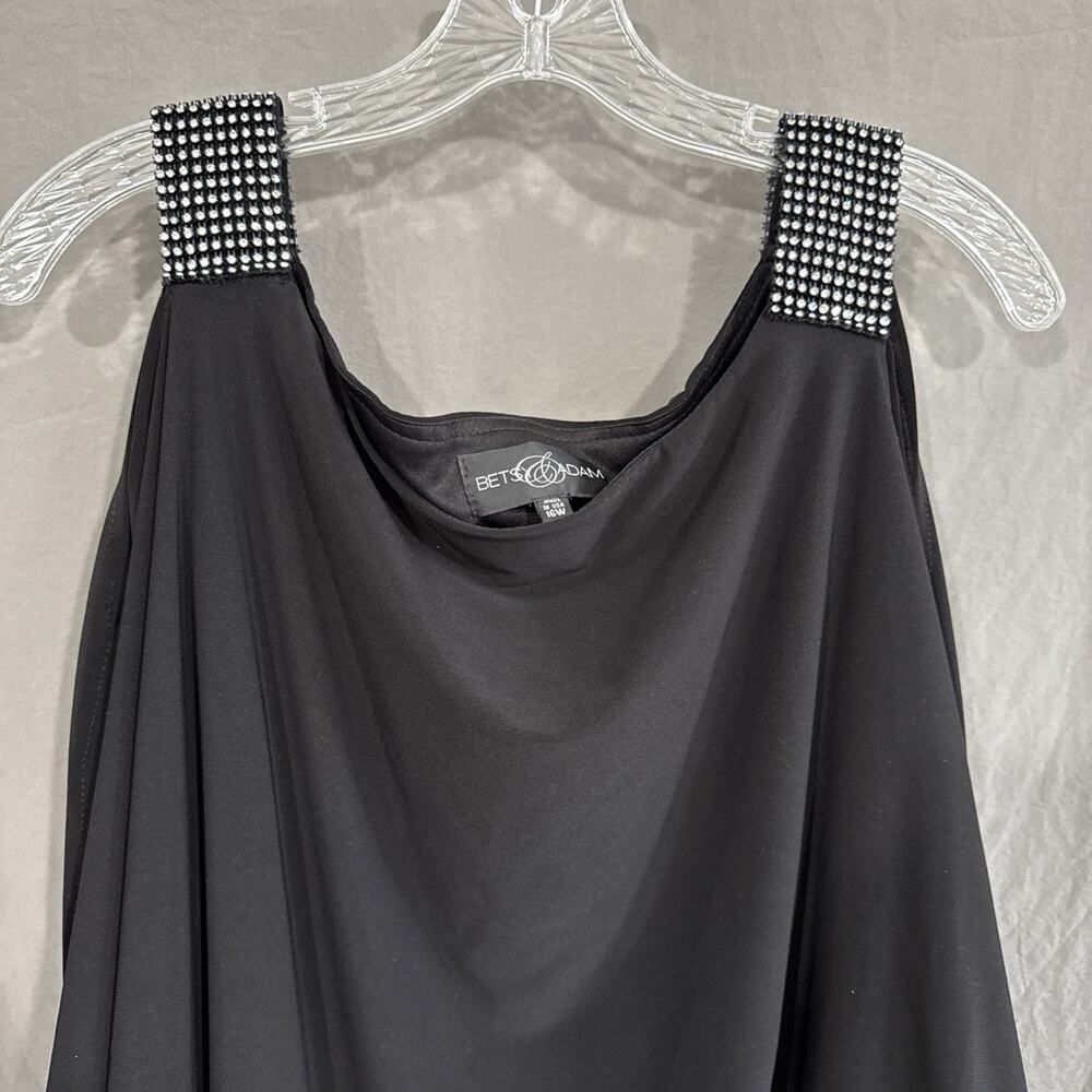 Vintage Betsy & Adam Batwing Dress Sexy Cold Shoulder Art Deco Y2K Size 16 - Picture 3 of 12